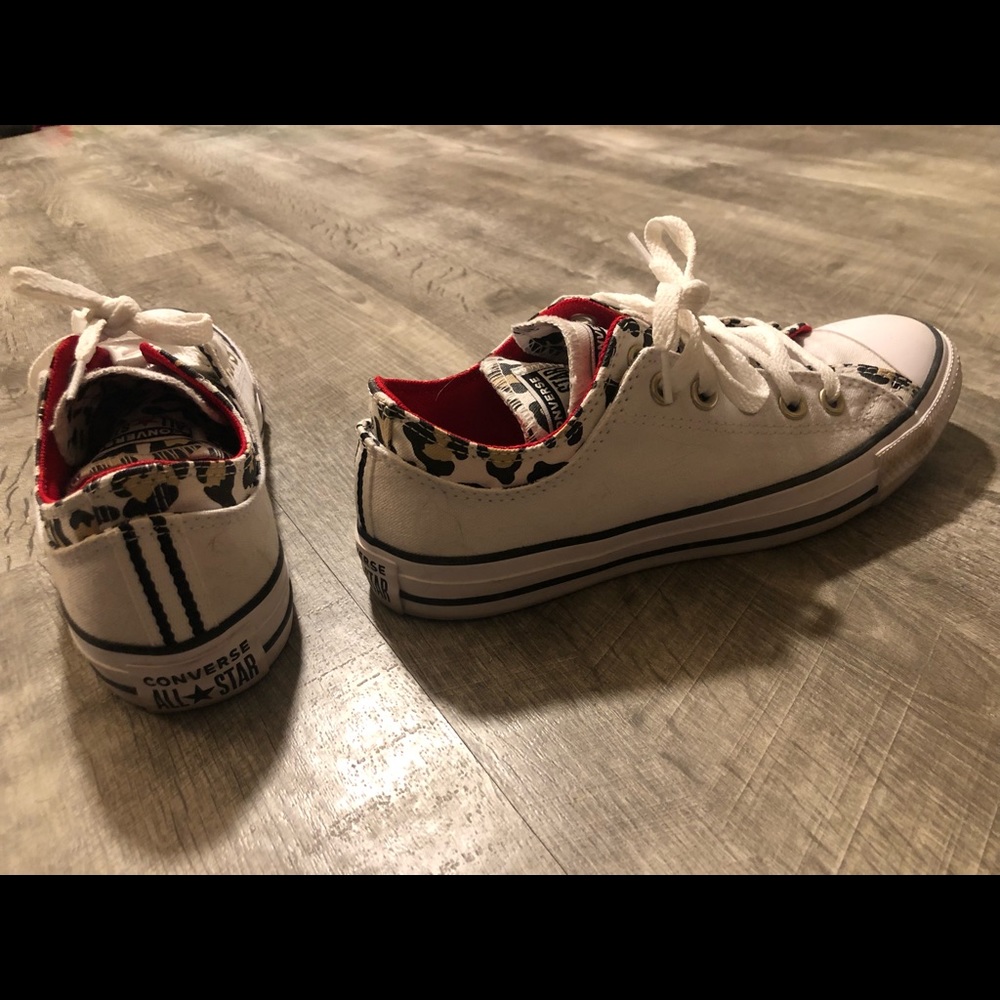 Converse, Women’s size 7, White/Cheetah/Red